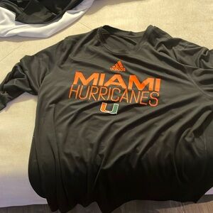 Miami hurricanes black Adidas workout shirt, long sleeve